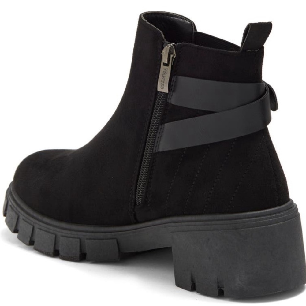 WANTED FOOTWEAR CINDER LUG SOLE BLACK CHELSEA ANKLE BOOTIE SIZE 10 - Picture 3 of 6